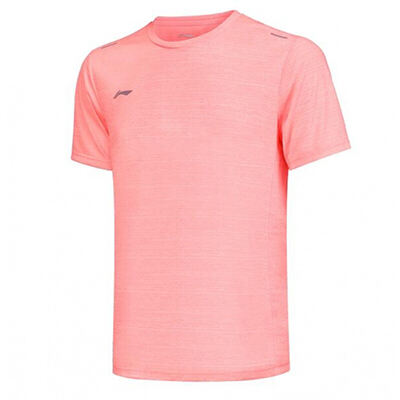 李宁（LI-NING)运动时尚舒适透气男子短袖T恤文化衫 ATSS599-3 珊瑚粉