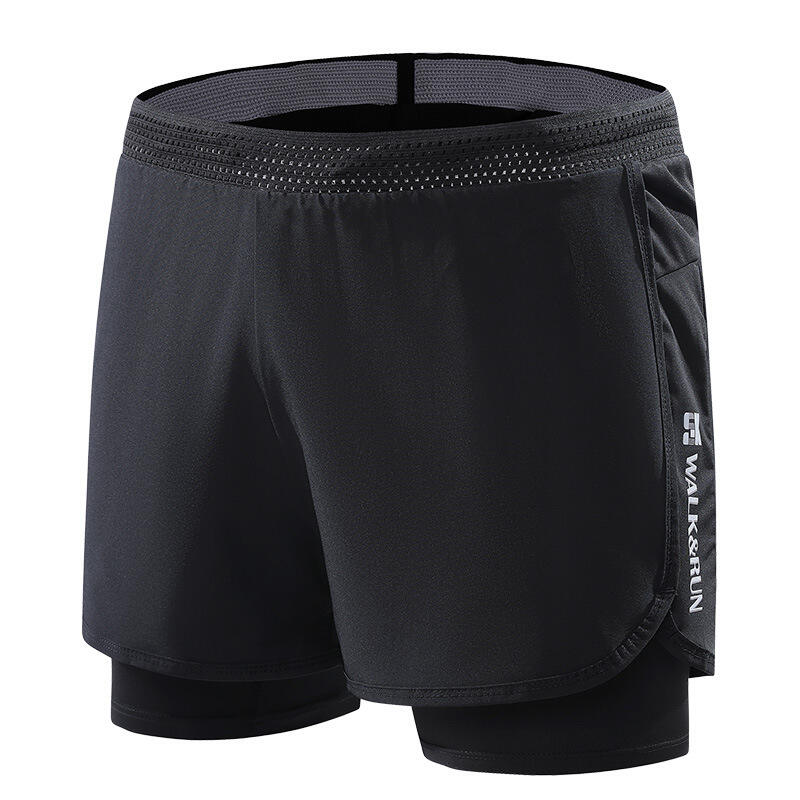 Alen Botun艾伦伯顿 男士运动短裤带内衬速干跑步马拉松健身裤B23039【黑色】
