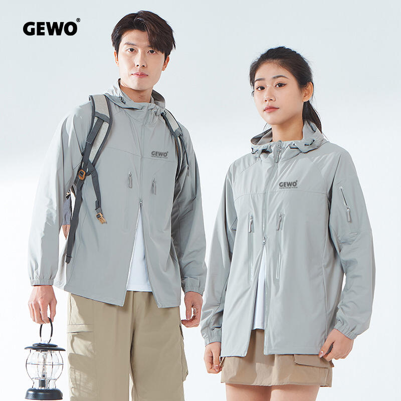 GEWO杰沃 男女款弹力防晒服 冰感防晒外套 夏季防水防晒上衣 轻薄防晒衣 UPF50+高倍防晒 2888 缟羽灰