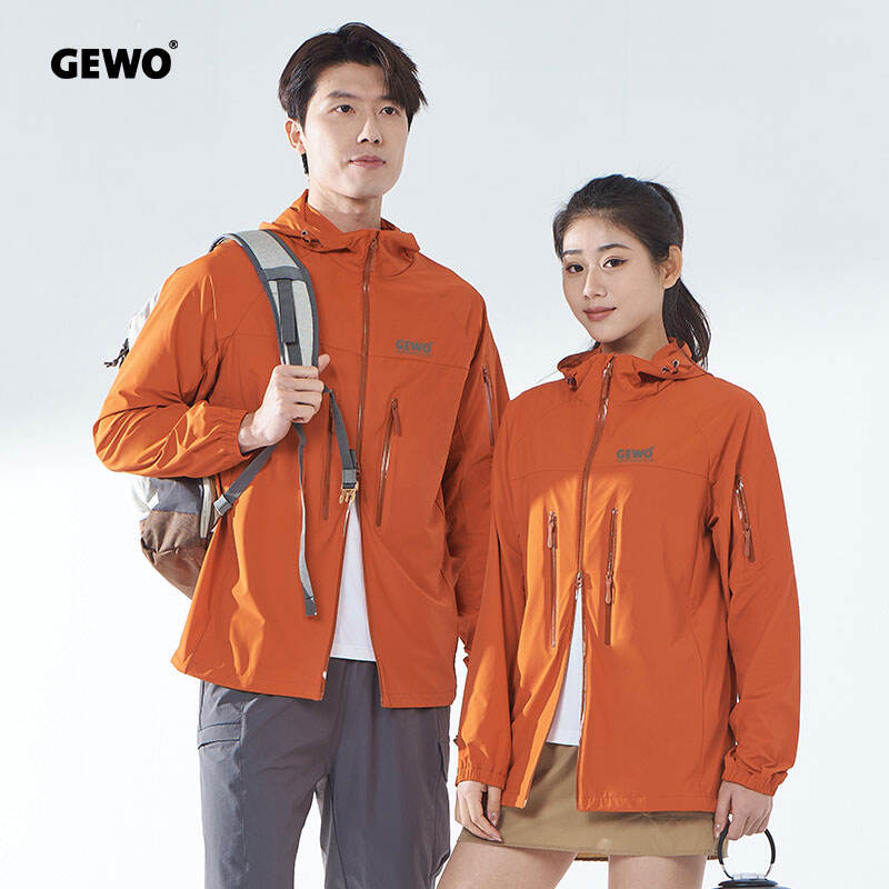 GEWO杰沃 男女款弹力防晒服 冰感防晒外套 夏季防水防晒上衣 轻薄防晒衣 UPF50+高倍防晒 2888 非诺橙