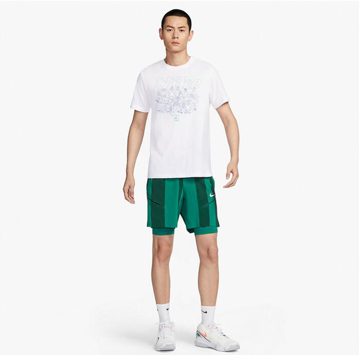 nike耐克网球服 2024法网新款男子网球服球迷短袖T恤上衣 FV8433 白色