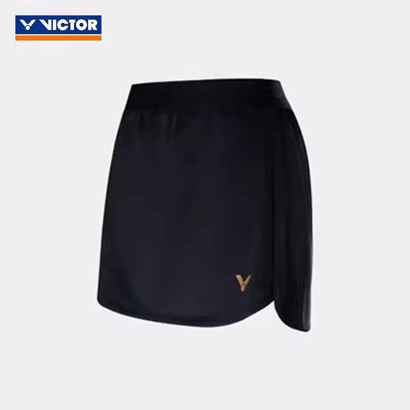 威克多VICTOR胜利 羽毛球服 女款大赛系列针织运动短裙 K-36300 专业速干透气裙裤 黑色