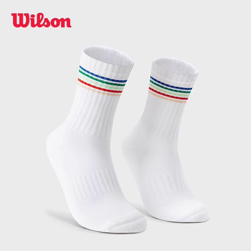 Wilson威尔胜网球袜 25新款ACE GIRL系列彩红配色女子运动袜子毛巾底中筒袜 WU20073532 35-39码