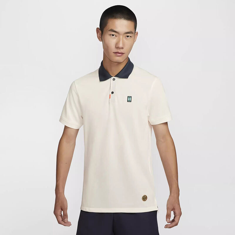 nike耐克網(wǎng)球服 溫網(wǎng)新款男子網(wǎng)球服短袖T恤上衣POLO衫 HM4460-133 白藍(lán)