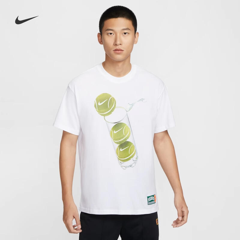 nike耐克网球短袖 夏季新款宽松休闲纯棉短袖上衣 HJ3469 100白色